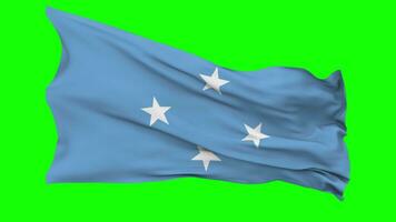 Federated States of Micronesia Flag Waving Seamless Loop in Wind, Chroma Key Green Screen, Luma Matte Selection video