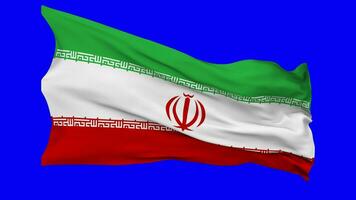 Iran Flag Waving Seamless Loop in Wind, Chroma Key Green Screen, Luma Matte Selection video