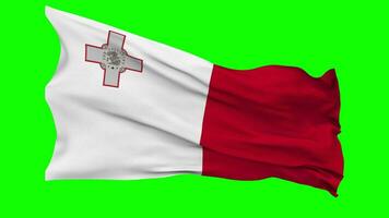 Malta Flag Waving Seamless Loop in Wind, Chroma Key Green Screen, Luma Matte Selection video