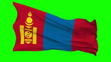 Mongolia Flag Waving Seamless Loop in Wind, Chroma Key Green Screen, Luma Matte Selection video