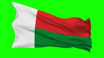 Madagascar Flag Waving Seamless Loop in Wind, Chroma Key Green Screen, Luma Matte Selection video