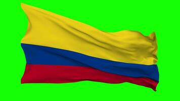 Colombia Flag Waving Seamless Loop in Wind, Chroma Key Green Screen, Luma Matte Selection video