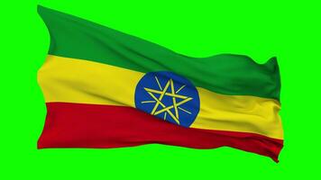 Etiopia bandiera agitando senza soluzione di continuità ciclo continuo nel vento, croma chiave verde schermo, luma Opaco selezione video