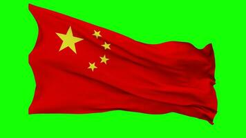 China Flag Waving Seamless Loop in Wind, Chroma Key Green Screen, Luma Matte Selection video