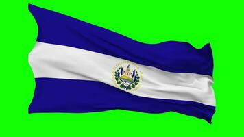 el el Salvador bandera ondulación sin costura lazo en viento, croma llave verde pantalla, luma mate selección video