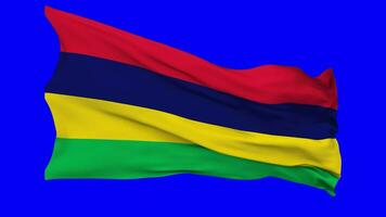 Mauritius Flag Waving Seamless Loop in Wind, Chroma Key Green Screen, Luma Matte Selection video