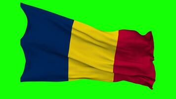 Chad Flag Waving Seamless Loop in Wind, Chroma Key Green Screen, Luma Matte Selection video