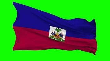 Haiti Flag Waving Seamless Loop in Wind, Chroma Key Green Screen, Luma Matte Selection video