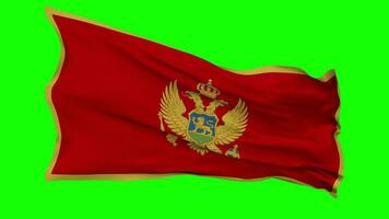 Montenegro Flag Waving Seamless Loop in Wind, Chroma Key Green Screen, Luma Matte Selection video