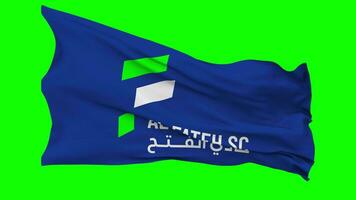 Al Fateh Sports Club Flag Waving Seamless Loop in Wind, Chroma Key Green Screen, Luma Matte Selection video