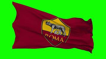 Associazione Sportiva Roma Football Club Flag Waving Seamless Loop in Wind, Chroma Key Green Screen, Luma Matte Selection video