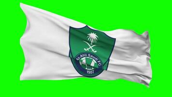 al ahli saudi fotboll klubb flagga vinka sömlös slinga i vind, krom nyckel grön skärm, luma matt urval video