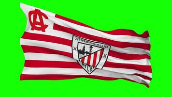 Athletic Bilbao Football Club Flag Waving Seamless Loop in Wind, Chroma Key Green Screen, Luma Matte Selection video