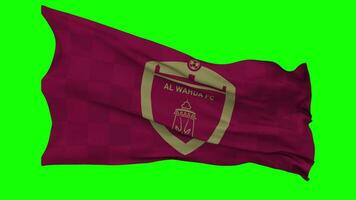 Al Wahda Football Club Flag Waving Seamless Loop in Wind, Chroma Key Green Screen, Luma Matte Selection video