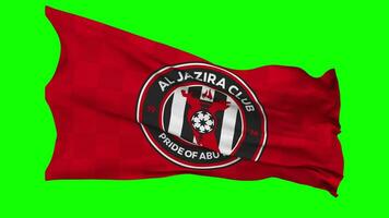 Al Jazira Football Club Flag Waving Seamless Loop in Wind, Chroma Key Green Screen, Luma Matte Selection video