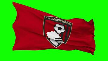 afc bournemouth, boscombe atlético fútbol americano club bandera ondulación sin costura lazo en viento, croma llave verde pantalla, luma mate selección video