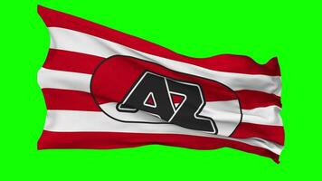 alkmaar zaanstreek, az alkmaar vlag golvend naadloos lus in wind, chroma sleutel groen scherm, luma matte selectie video