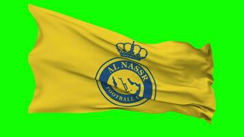 Al Nassr Football Club Flag Waving Seamless Loop in Wind, Chroma Key Green Screen, Luma Matte Selection video