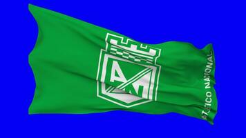 Atletico Nacional SA Football Club Flag Waving Seamless Loop in Wind, Chroma Key Green Screen, Luma Matte Selection video