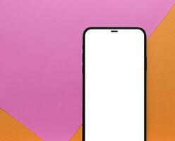 Mobile mockup colored paper background image photo