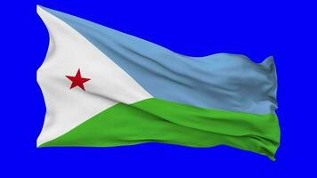 Djibouti Flag Waving Seamless Loop in Wind, Chroma Key Green Screen, Luma Matte Selection video