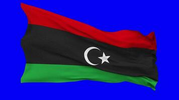 Libya Flag Waving Seamless Loop in Wind, Chroma Key Green Screen, Luma Matte Selection video