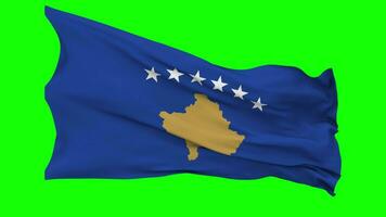 Kosovo Flag Waving Seamless Loop in Wind, Chroma Key Green Screen, Luma Matte Selection video