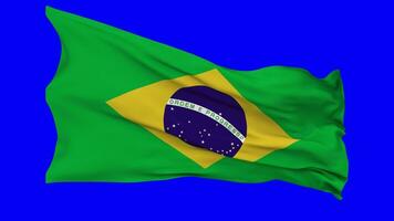 Brazil Flag Waving Seamless Loop in Wind, Chroma Key Green Screen, Luma Matte Selection video