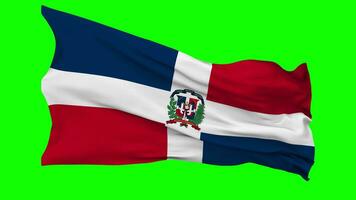 Dominican Republic Flag Waving Seamless Loop in Wind, Chroma Key Green Screen, Luma Matte Selection video