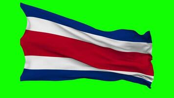 costa rica vlag golvend naadloos lus in wind, chroma sleutel groen scherm, luma matte selectie video