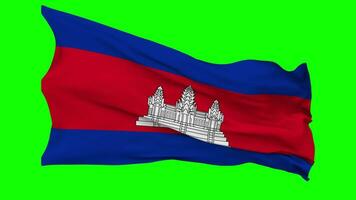 Cambodja vlag golvend naadloos lus in wind, chroma sleutel groen scherm, luma matte selectie video