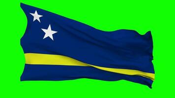 Curacao Flag Waving Seamless Loop in Wind, Chroma Key Green Screen, Luma Matte Selection video