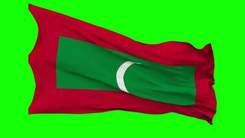 Maldives Flag Waving Seamless Loop in Wind, Chroma Key Green Screen, Luma Matte Selection video