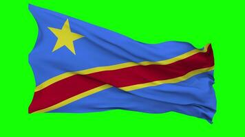 DR Congo Flag Waving Seamless Loop in Wind, Chroma Key Green Screen, Luma Matte Selection video