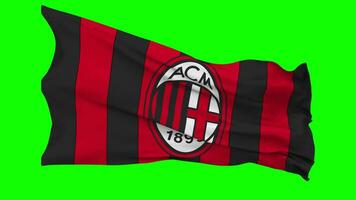 associação calcio Milão, ac milão futebol clube bandeira acenando desatado ciclo dentro vento, croma chave verde tela, luma fosco seleção video