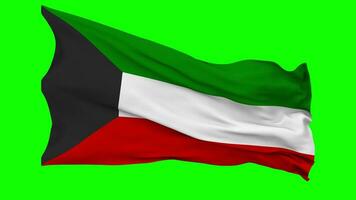 Kuwait Flag Waving Seamless Loop in Wind, Chroma Key Green Screen, Luma Matte Selection video