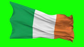 irland flagga vinka sömlös slinga i vind, krom nyckel grön skärm, luma matt urval video