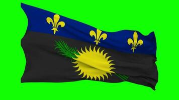 Guadeloupe Flag Waving Seamless Loop in Wind, Chroma Key Green Screen, Luma Matte Selection video