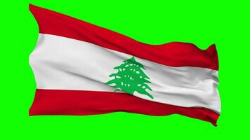 Lebanon Flag Waving Seamless Loop in Wind, Chroma Key Green Screen, Luma Matte Selection video
