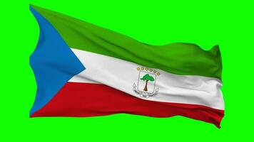 Equatorial Guinea Flag Waving Seamless Loop in Wind, Chroma Key Green Screen, Luma Matte Selection video