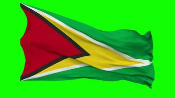 Guyana Flag Waving Seamless Loop in Wind, Chroma Key Green Screen, Luma Matte Selection video