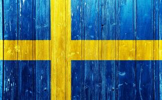 Flag of Kingdom of Sweden on a textured background. Concept collage. photo