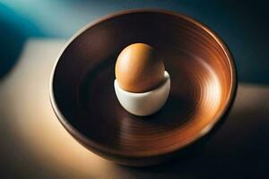 an egg in a bowl. AI-Generated photo