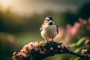 a sparrow on a branch. AI-Generated photo