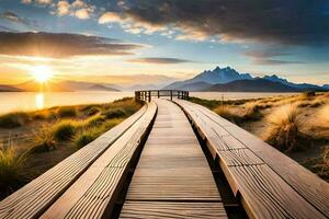 the boardwalk in patagonia. AI-Generated photo