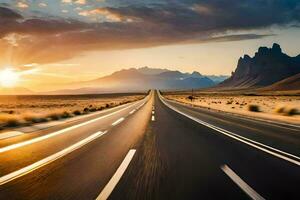 un autopista en el Desierto con el Dom ajuste. generado por ai foto