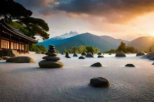 el japonés jardín en nuevo zelanda generado por ai foto