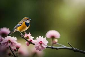 photo wallpaper the bird, flowers, spring, the bird, spring, the bird, spring,. AI-Generated