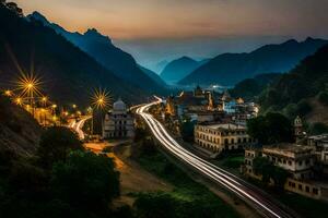 a city at dusk with a long exposure photo. AI-Generated photo