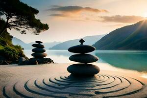 zen garden, zen garden, zen garden, zen garden, zen garden,. AI-Generated photo
